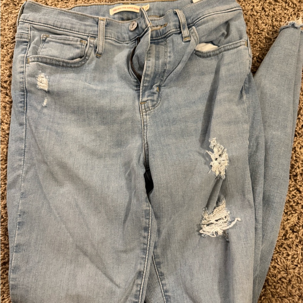 Levi's Blue High Rise Distressed Jeans